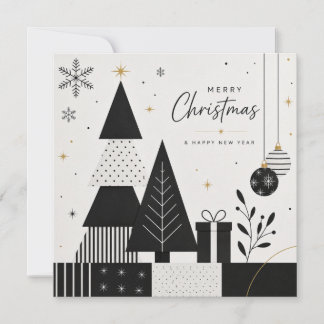 Cartão de Natal Preto e Branco Moderno