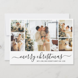 Cartão de Natal Preto para Colagem de Fotos Elegan