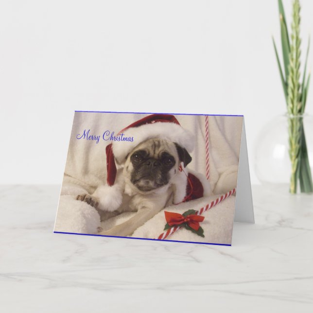 Cartão de Natal Pug (Frente)
