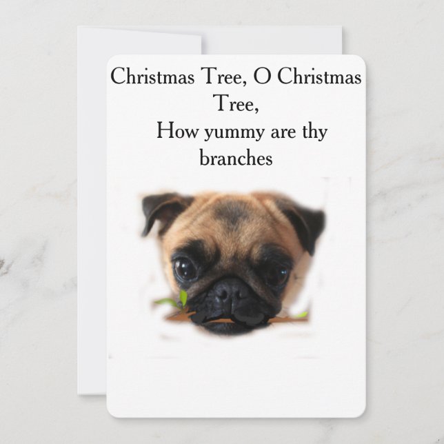 Cartão de Natal Pug de Férias (Frente)