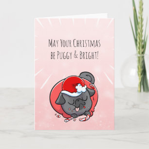 Cartão de Natal Puggy e Bright Black Pug