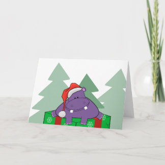 Cartão de Natal Purple Hippo