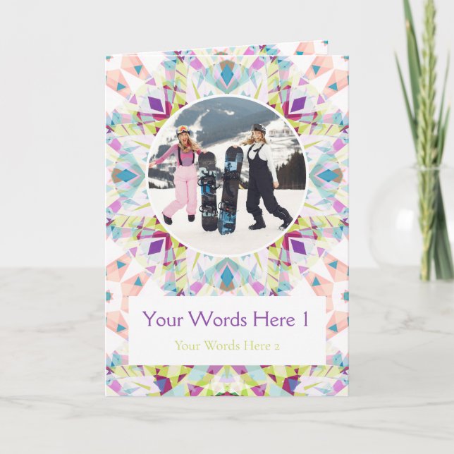 Cartão de Natal Purple Star com Saudação Fotográfi (Frente)