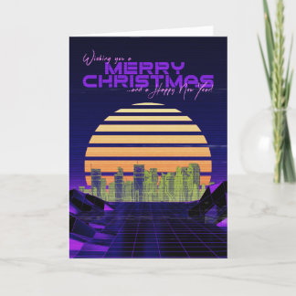 Cartão de Natal Purple Synthwave