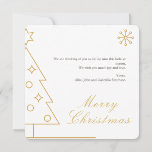 Cartão de Natal Quadrado Dourado Minimalista e Mod