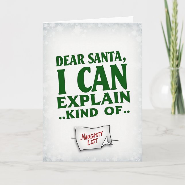 Cartão de Natal Querido Papai Noel Posso Explicar  (Frente)