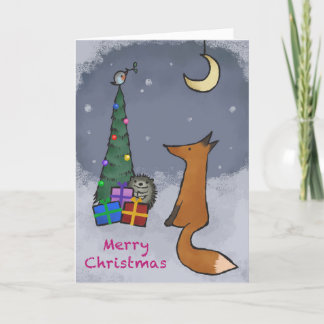 Cartão de Natal, raposa e amigos, com a sua fotogr