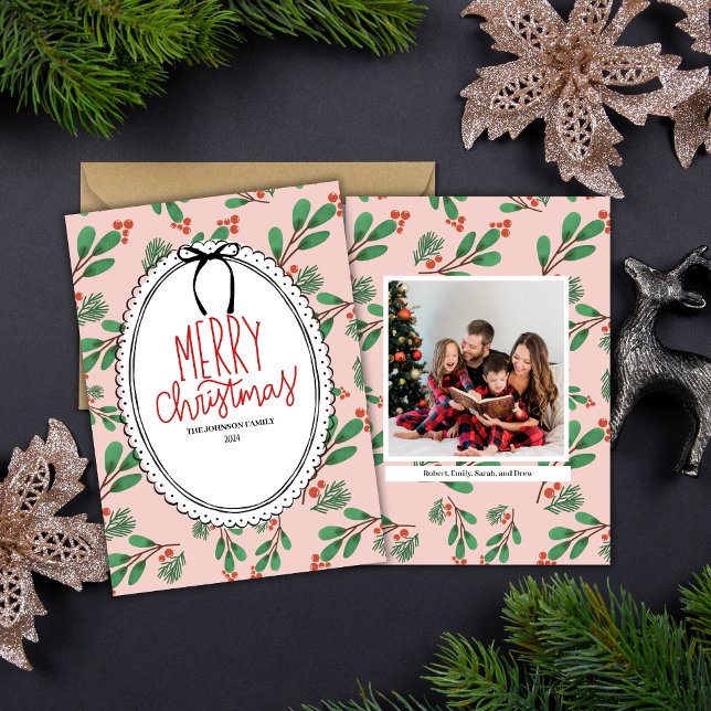 Cartão de Natal Red and Green Holly Berries (Criador carregado)