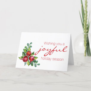 Cartão de Natal Red Berry Watercolor
