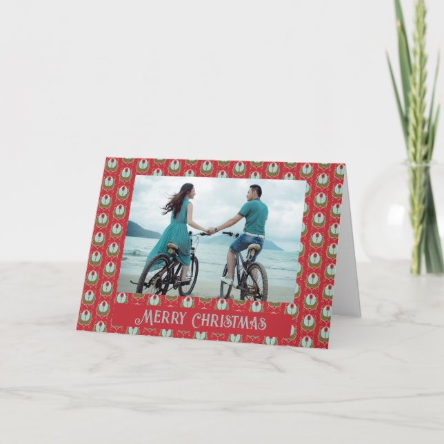 Cartão de Natal Red Green Aqua Art Nouveau (Frente)