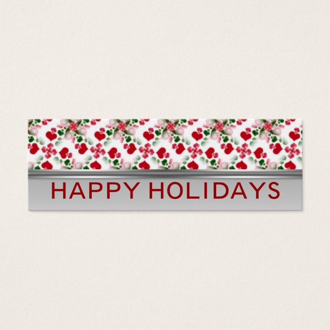 Cartão de Natal Red + Green Hearts | Mini dimensão (Frente)