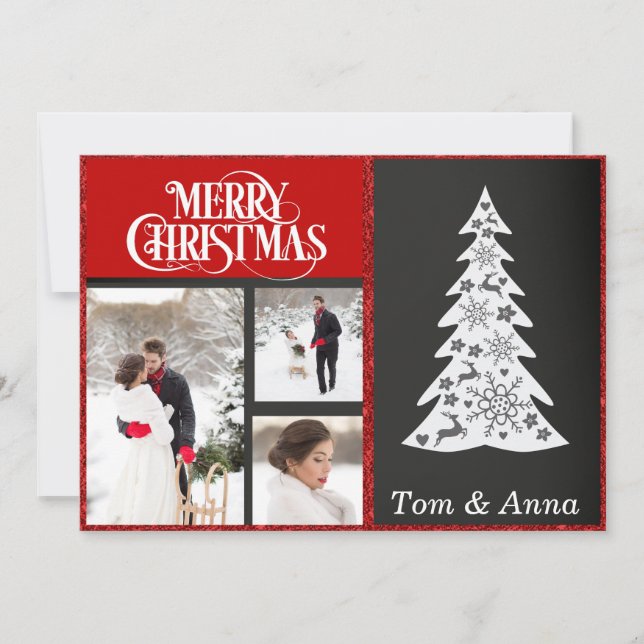 Cartão de Natal Red Photo (Frente)