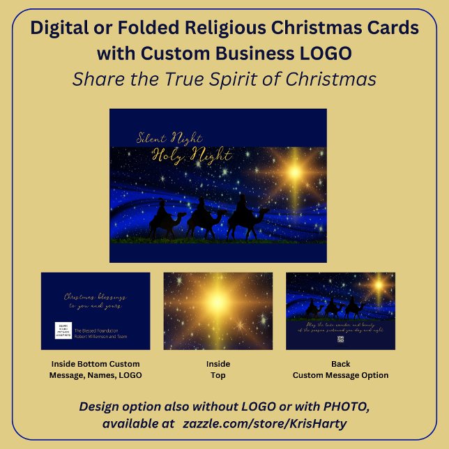 Cartão de Natal Religioso para Empresas de Logotip (Share the true Spirit of Christmas with clients, customers, prospects and your own team. Your logo. )
