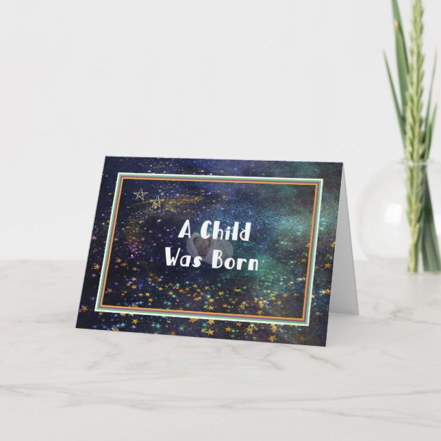 Cartão de Natal Religioso Uma Criança foi Nascer (Frente)