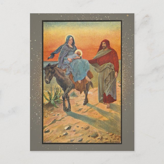 Cartão de Natal Religioso Vintage (Frente)