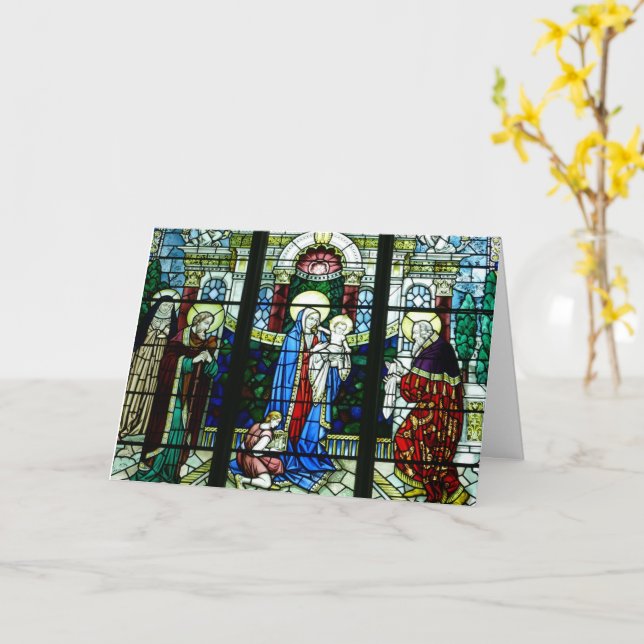 Cartão de Natal Religioso Wesołych Świąt (Flor Amarela)