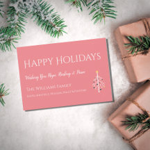 Cartão de Natal Retroativo Moderno, cor-de-rosa, d