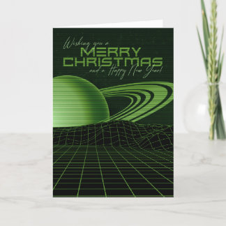 Cartão de Natal Retrowave Verde