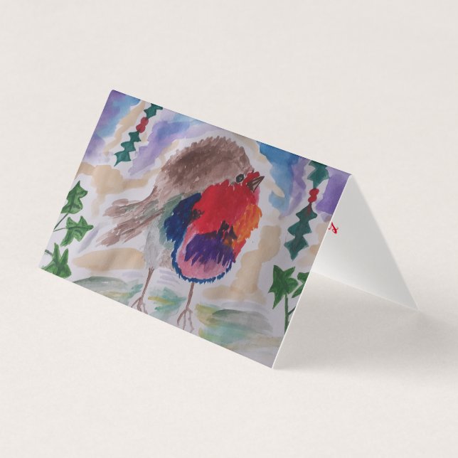 Cartão de Natal Robin Abstrato Art (Frente)