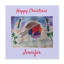 Cartão de Natal Robin Personalizado do Magnet