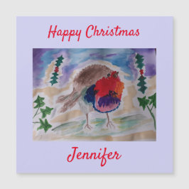 Cartão de Natal Robin Personalizado do Magnet