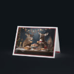 Cartão de Natal Romântico<br><div class="desc">Este cartão festivo de Natal mostra um dólar e um gole de bebendo e comendo bolos e biscoitos nojentos no seu romântico janto de Natal. A mensagem dentro diz,  "Desejando um Natal cheio de amor e alegria. Feliz Natal."</div>