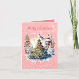 Cartão de Natal Rosa Pastel Festivo