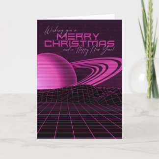 Cartão de Natal Rosa Retrowave