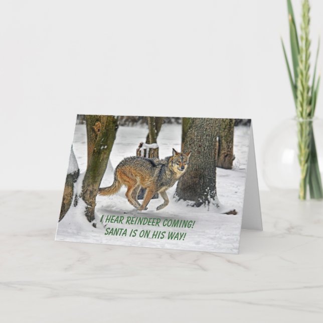 Cartão de Natal Running do lobo (Frente)