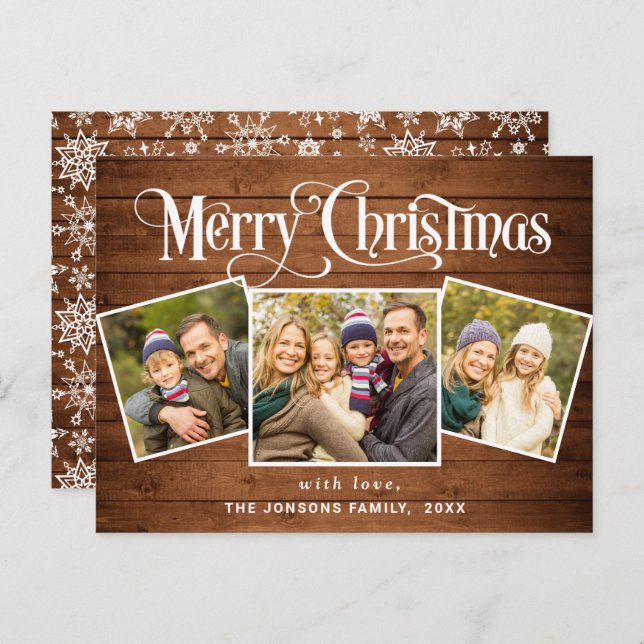 Cartão de Natal Russo 3 FOTO Saudação de Férias (Frente/Verso)