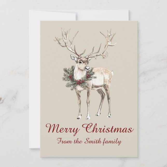 Cartão de natal russo de renas (Frente)