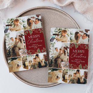 Cartão de Natal Rustic Multi Photo Collage