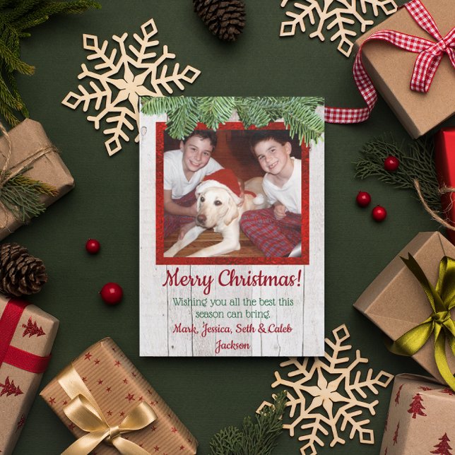 Cartão de Natal Rustic Wood and Pine (Criador carregado)