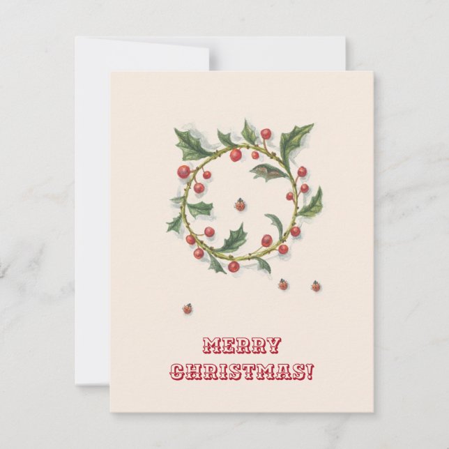 Cartão de Natal Sagrado e Ladybugs (Frente)