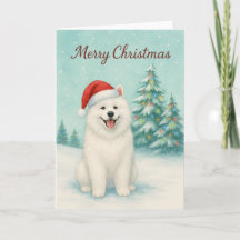Cartão de Natal Samoyed - Cartão de Férias
