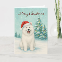 Cartão de Natal Samoyed - Cartão de Férias