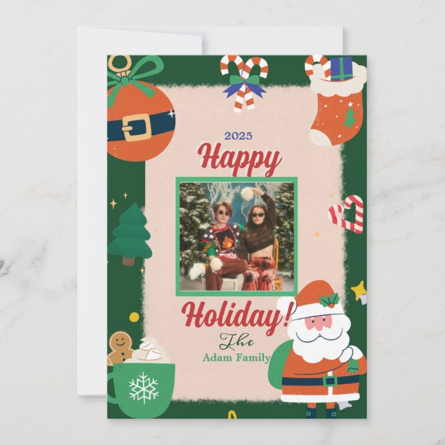 Cartão de Natal Santa Jolly Feliz (Frente)