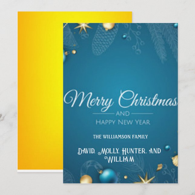 Cartão de Natal Script Feliz Natal Azul (Frente/Verso)