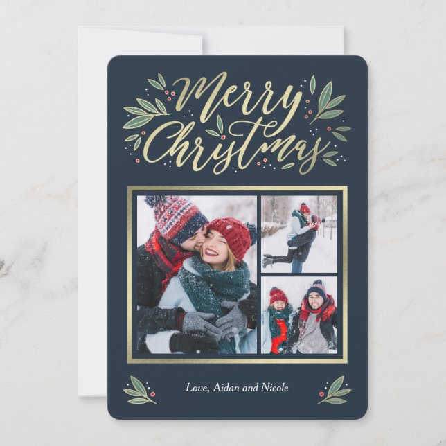 Cartão de Natal Seasonal Glow 3 Fotográfico (Frente)