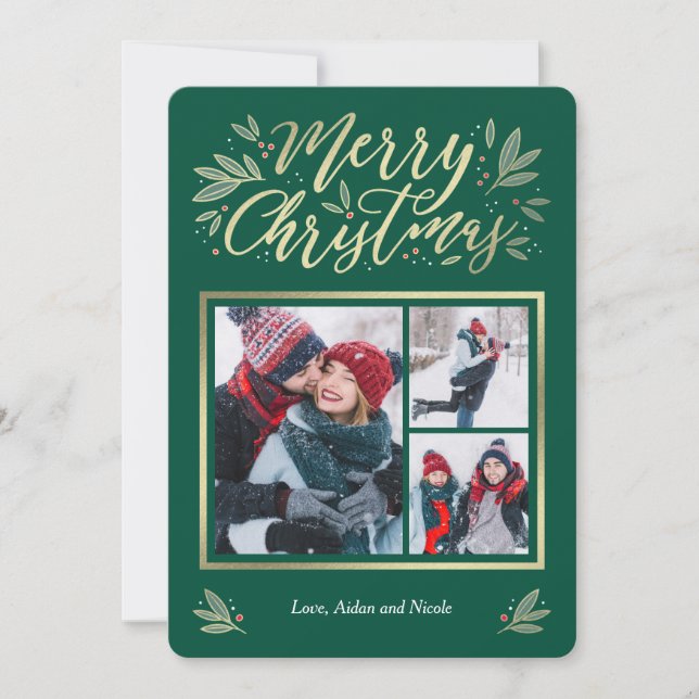 Cartão de Natal Seasonal Glow 3 Fotográfico (Frente)
