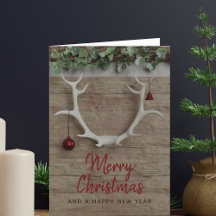 Cartão de Natal sem Foto com Chifres de Rena