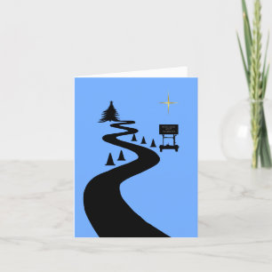 Cartão de Natal Silhueta de Construção de Estrada