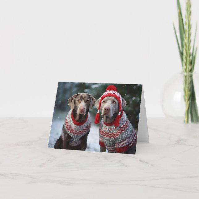 Cartão de Natal Silver Labrador (Frente)