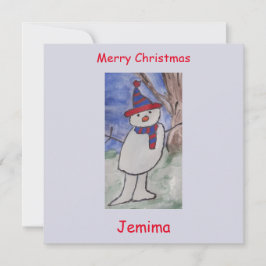 Cartão de Natal Simples Bonito Snowman