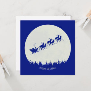 Cartão de Natal simples com Papai Noel e suas rena
