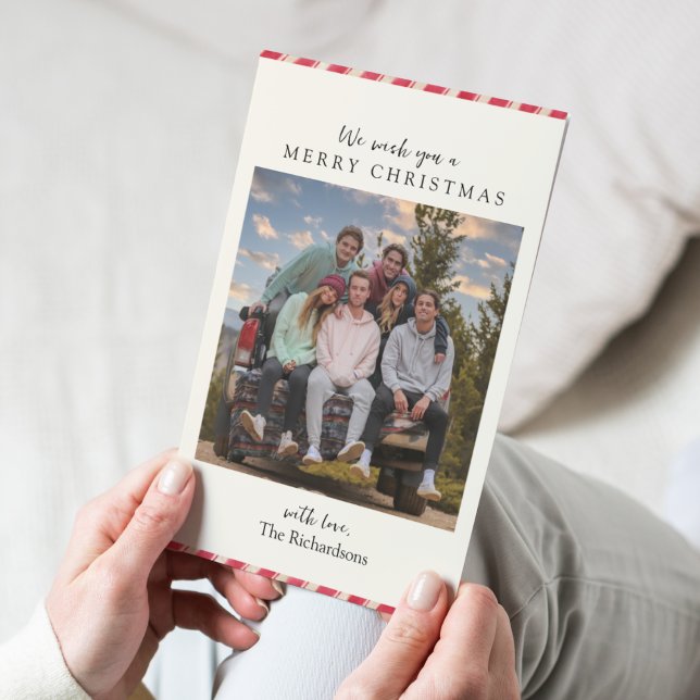 Cartão de Natal Simples de Doces de Stripe Branca  (Criador carregado)