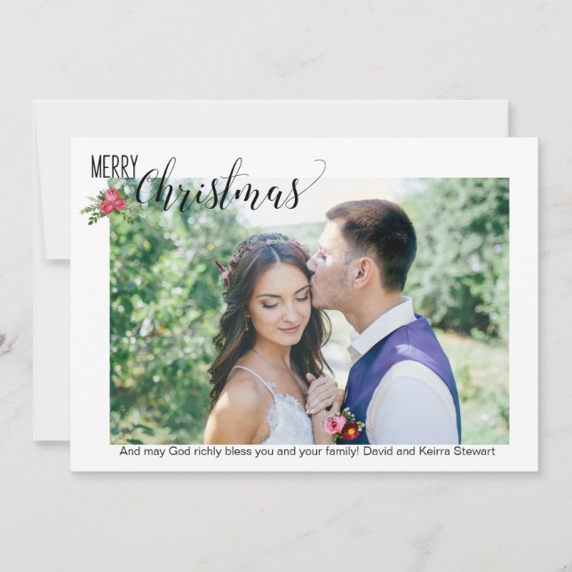 Cartão de Natal Simples e Horizontal de Fotografia (Frente)