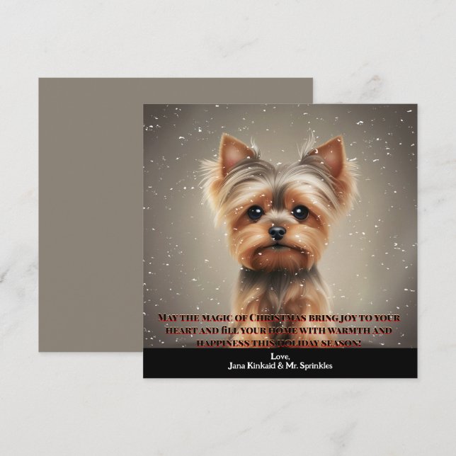 Cartão de Natal Simples para o Cachorro Yorkie Fot (Frente/Verso)