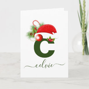 Cartão de Natal Simples Personalizado com Monogram
