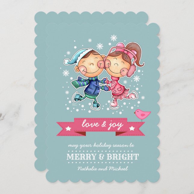 Cartão de Natal Simples, Personalizado Para Crianç (Frente/Verso)